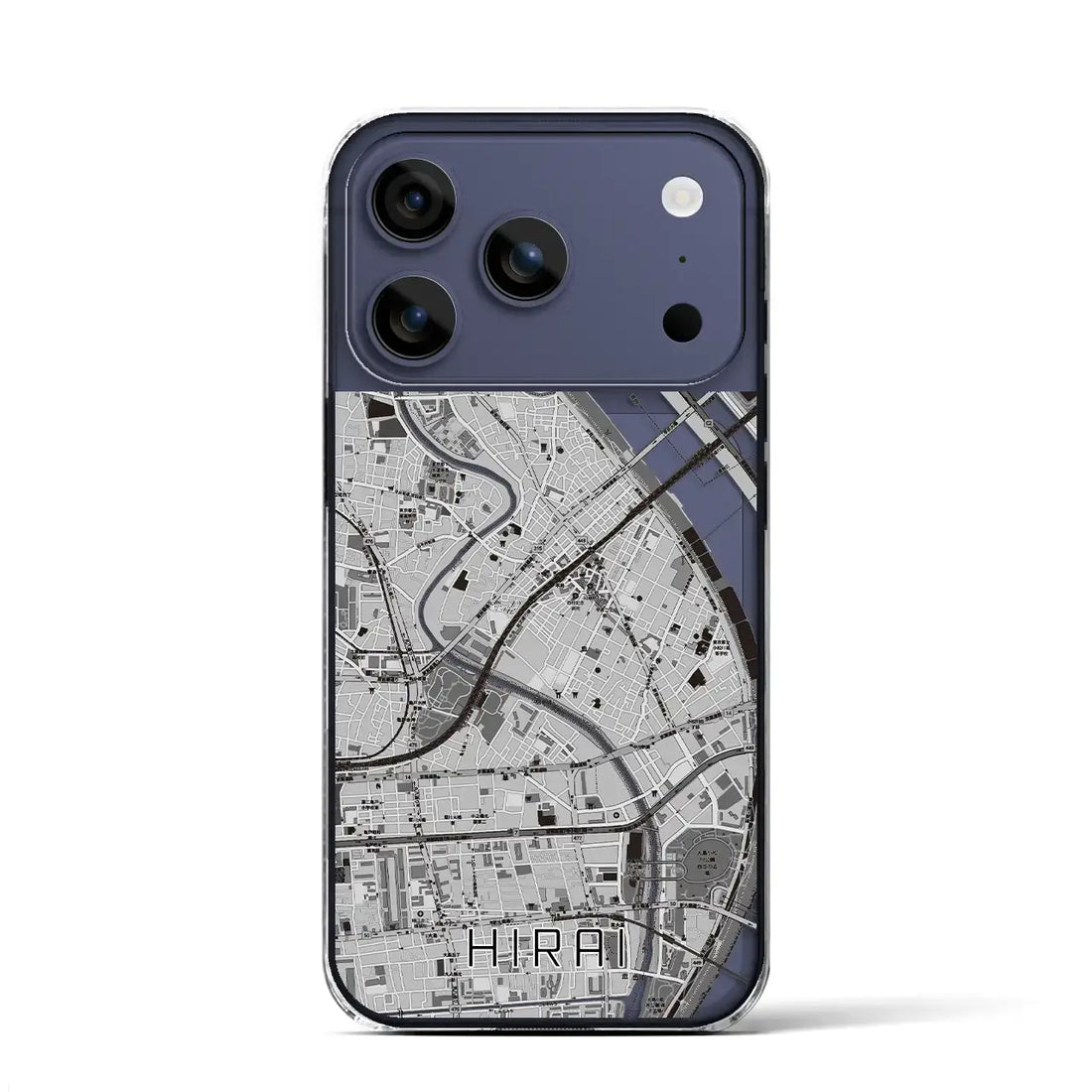 【平井(東京都)】地図柄iPhoneケース(クリアタイプ)モノトーン・iPhone 17 Pro Max 用