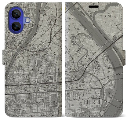 【平井（東京都）】地図柄iPhoneケース（手帳タイプ）モノトーン・iPhone 16 Pro Max 用