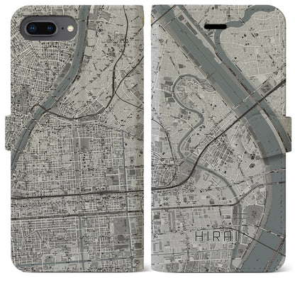 【平井（東京都）】地図柄iPhoneケース（手帳タイプ）モノトーン・iPhone 8Plus /7Plus / 6sPlus / 6Plus 用