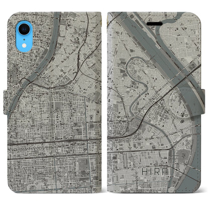 【平井（東京都）】地図柄iPhoneケース（手帳タイプ）モノトーン・iPhone XR 用