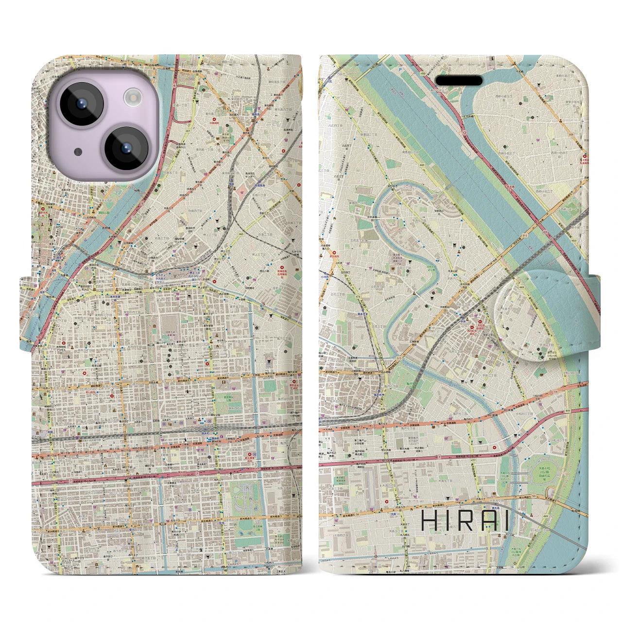 【平井（東京都）】地図柄iPhoneケース（手帳タイプ）