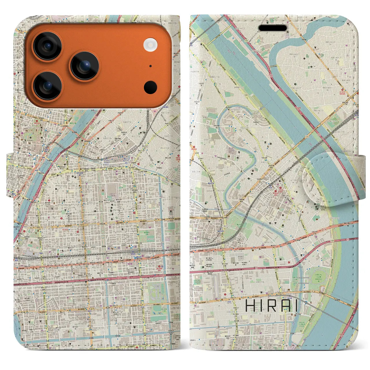 【平井（東京都）】地図柄iPhoneケース（手帳タイプ）