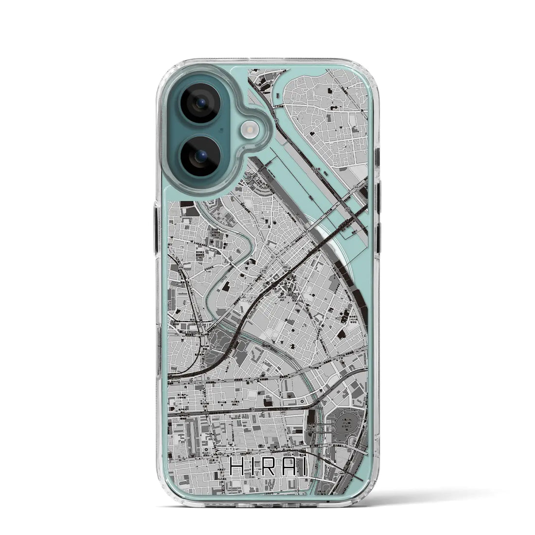 【平井（東京都）】地図柄iPhoneケース（MagSafeタイプ）モノトーン・iPhone 16 Pro 用