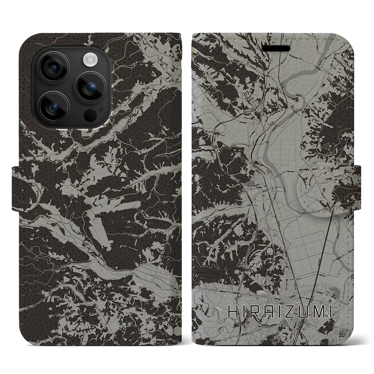 【平泉（岩手県）】地図柄iPhoneケース（手帳タイプ）