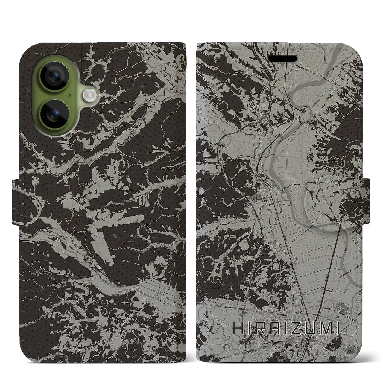 【平泉（岩手県）】地図柄iPhoneケース（手帳タイプ）