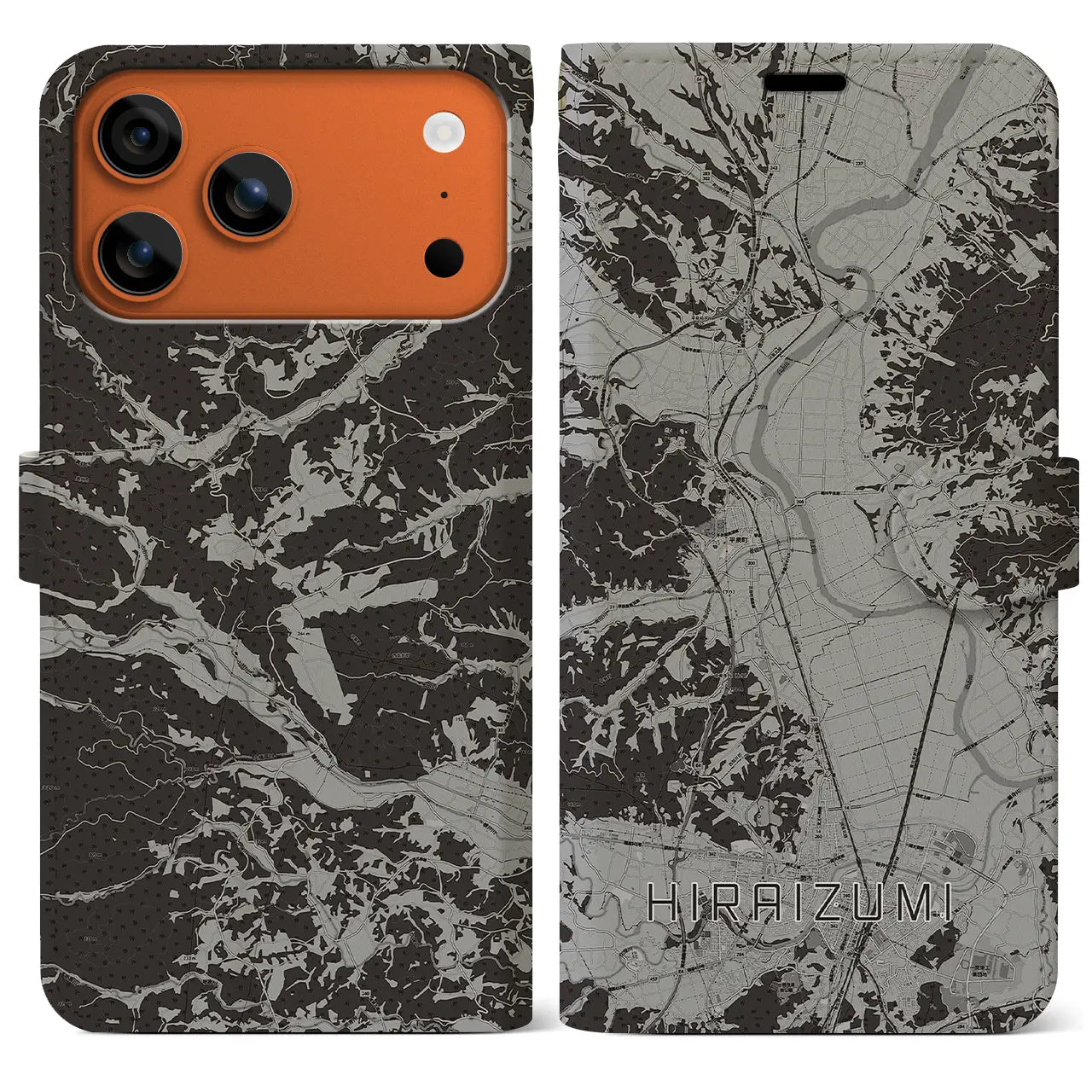 【平泉（岩手県）】地図柄iPhoneケース（手帳タイプ）