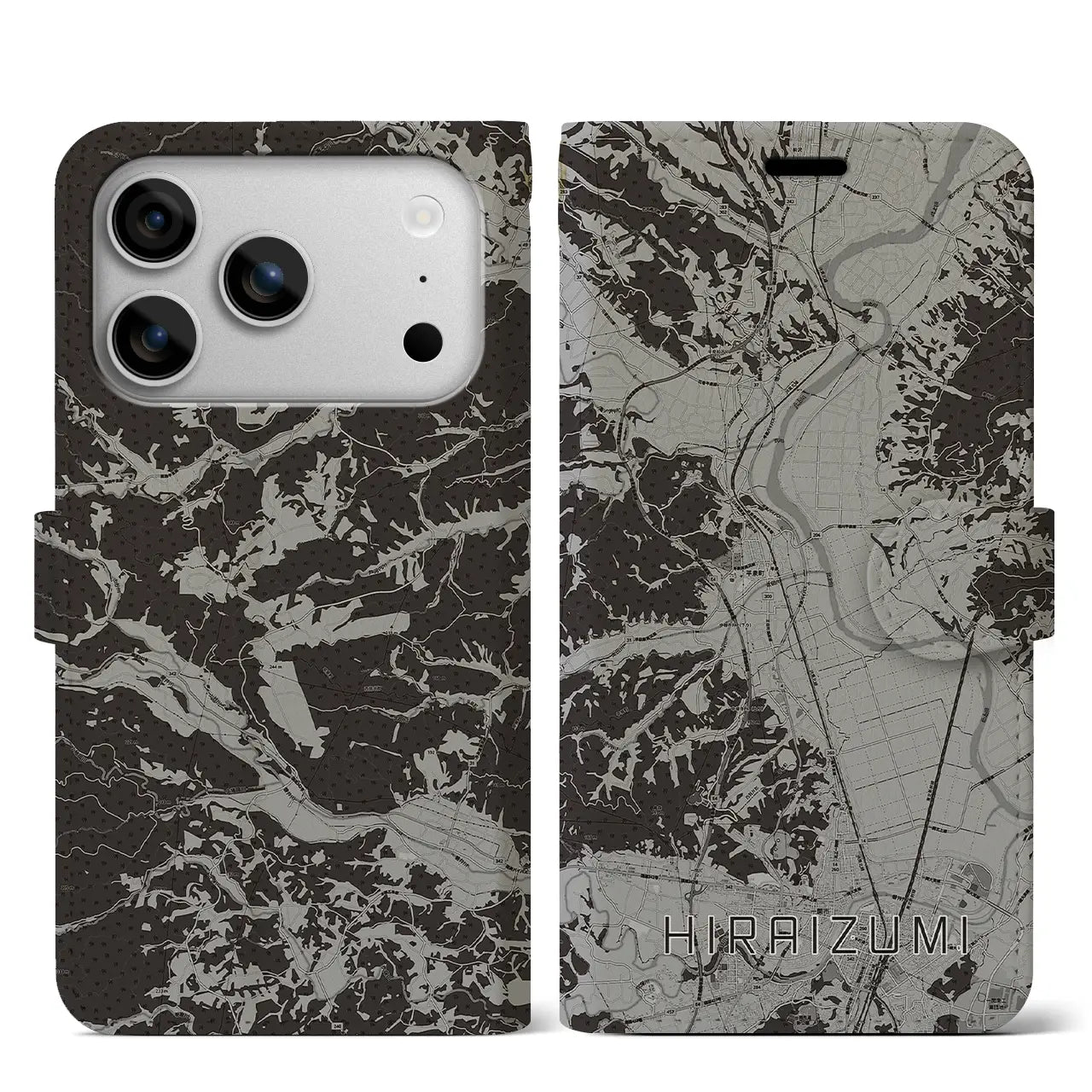 【平泉（岩手県）】地図柄iPhoneケース（手帳タイプ）