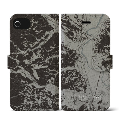 【平泉（岩手県）】地図柄iPhoneケース（手帳タイプ）モノトーン・iPhone SE（第3 / 第2世代） / 8 / 7 / 6s / 6 用