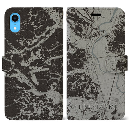 【平泉（岩手県）】地図柄iPhoneケース（手帳タイプ）モノトーン・iPhone XR 用