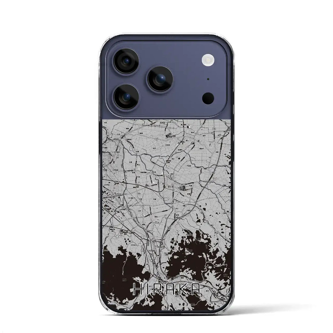 【平賀（青森県）】地図柄iPhoneケース（クリアタイプ）モノトーン・iPhone 17 Pro Max 用