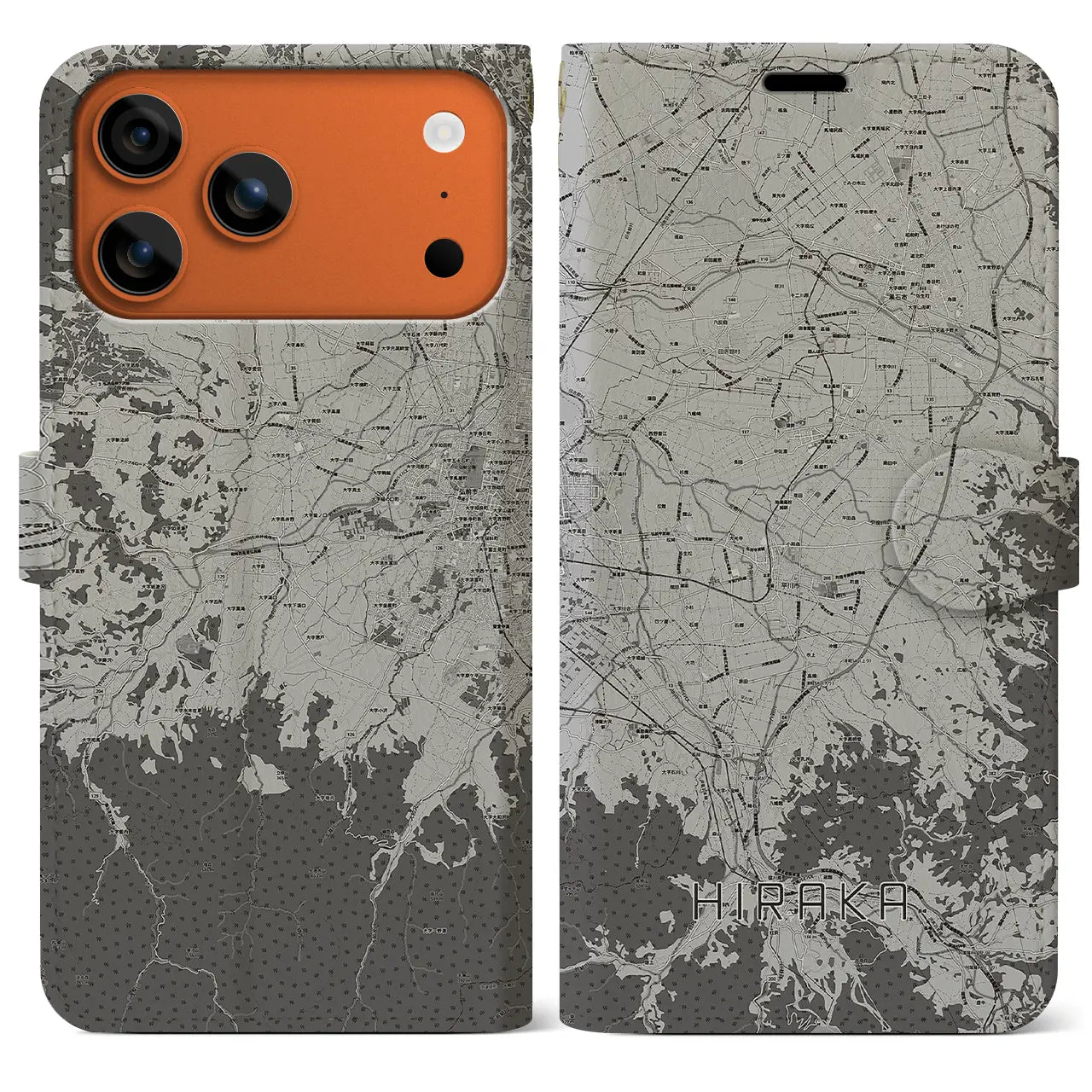 【平賀（青森県）】地図柄iPhoneケース（手帳タイプ）