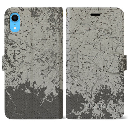 【平賀（青森県）】地図柄iPhoneケース（手帳タイプ）モノトーン・iPhone XR 用