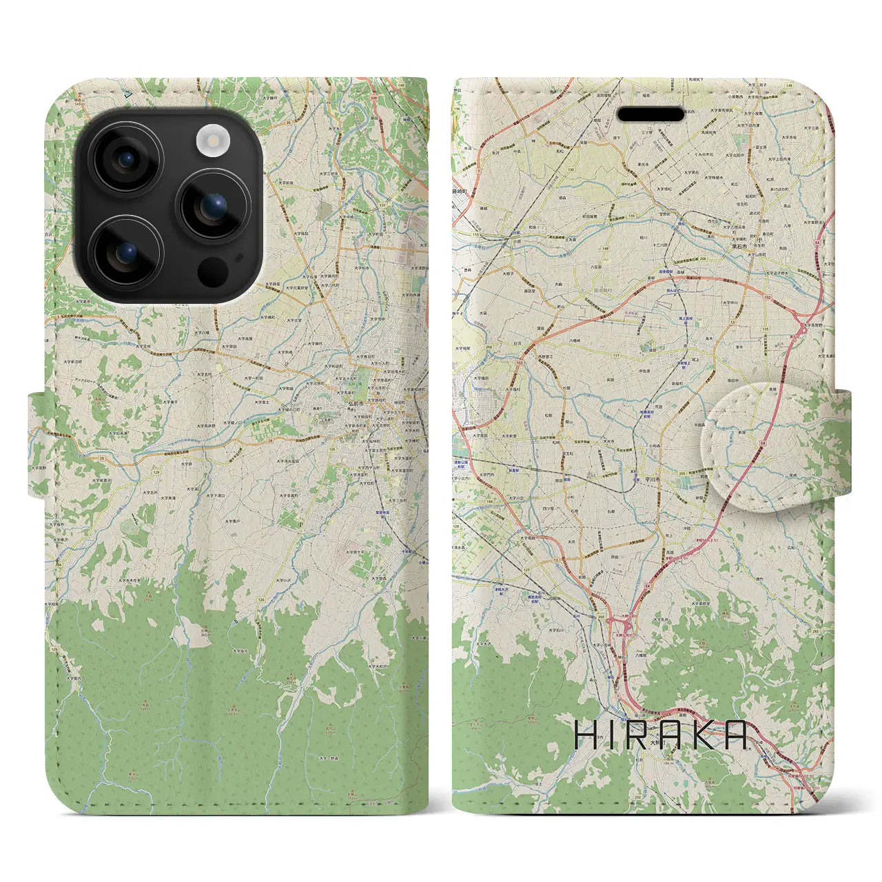 【平賀（青森県）】地図柄iPhoneケース（手帳タイプ）
