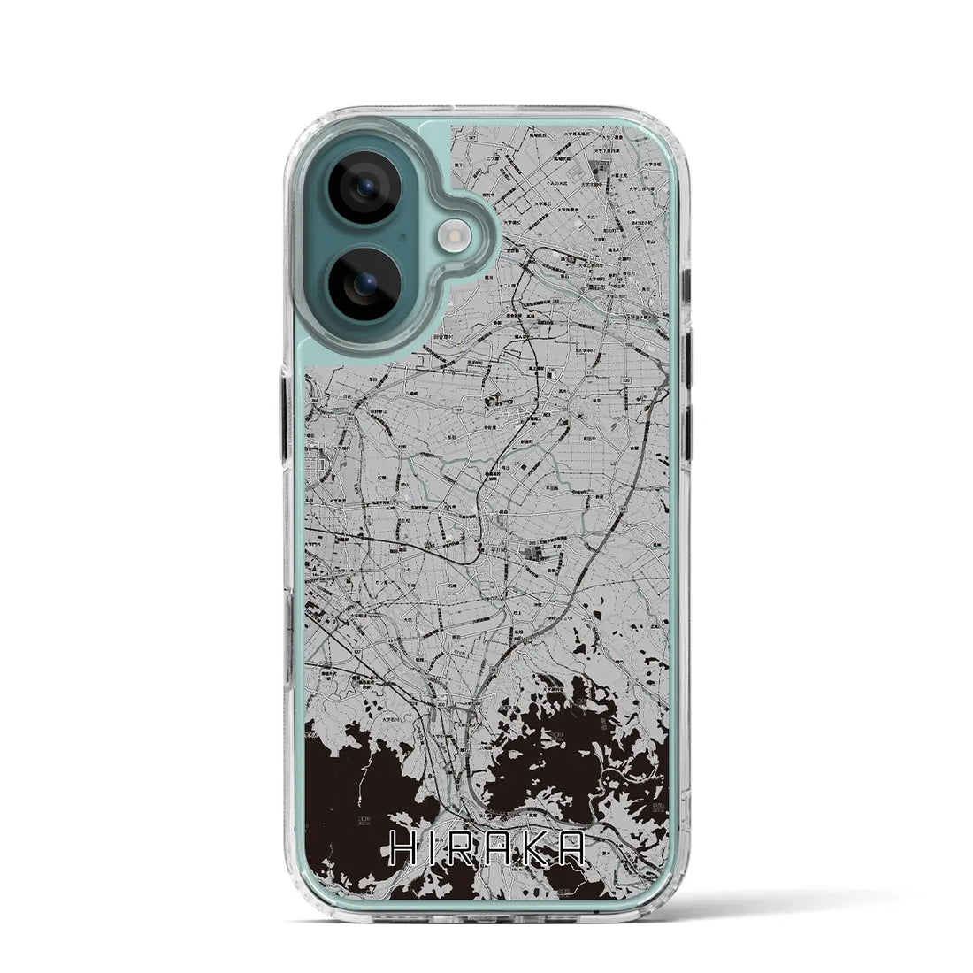 【平賀(青森県)】地図柄iPhoneケース(MagSafeタイプ)モノトーン・iPhone 16 Pro 用