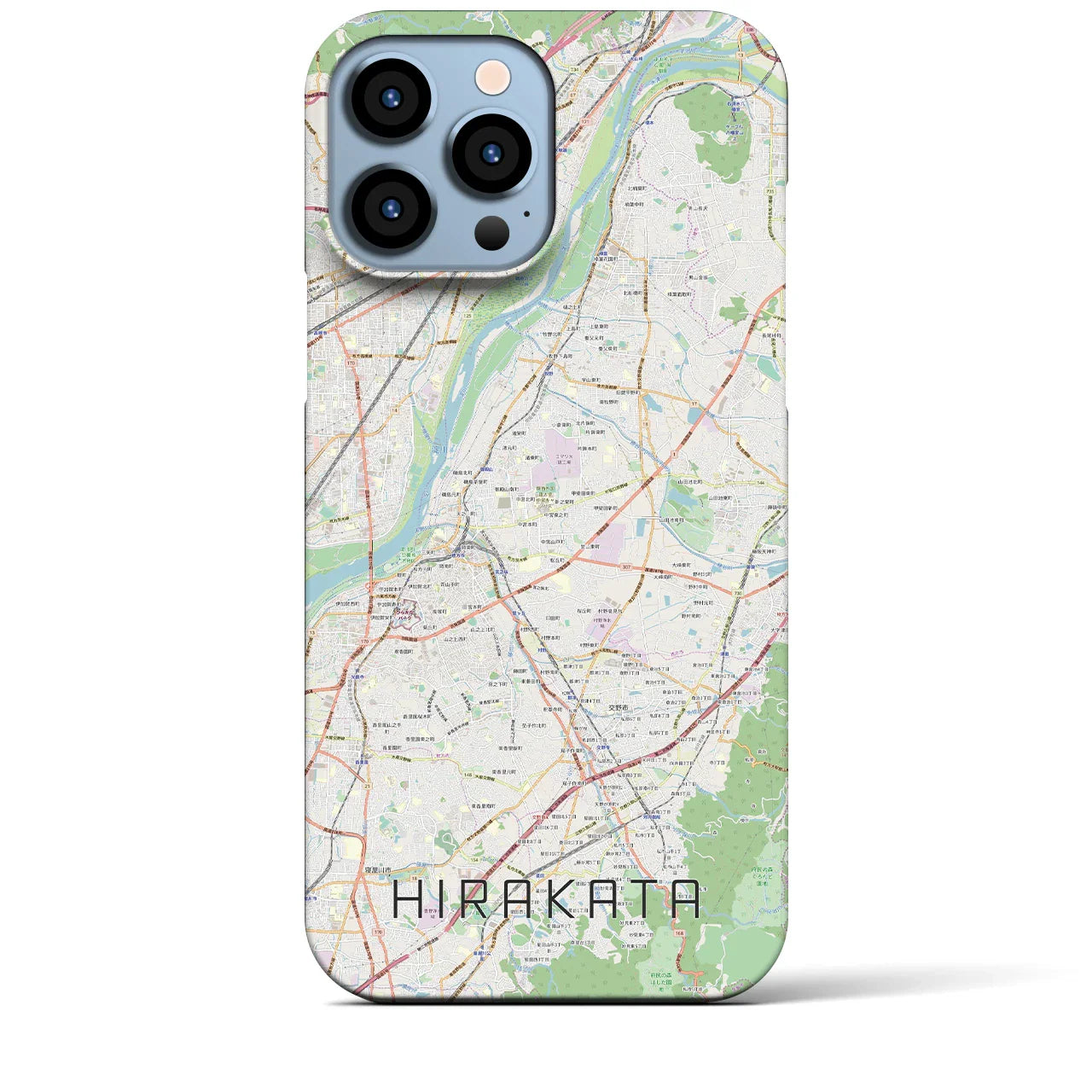 【枚方（大阪府）】地図柄iPhoneケース（バックカバータイプ）