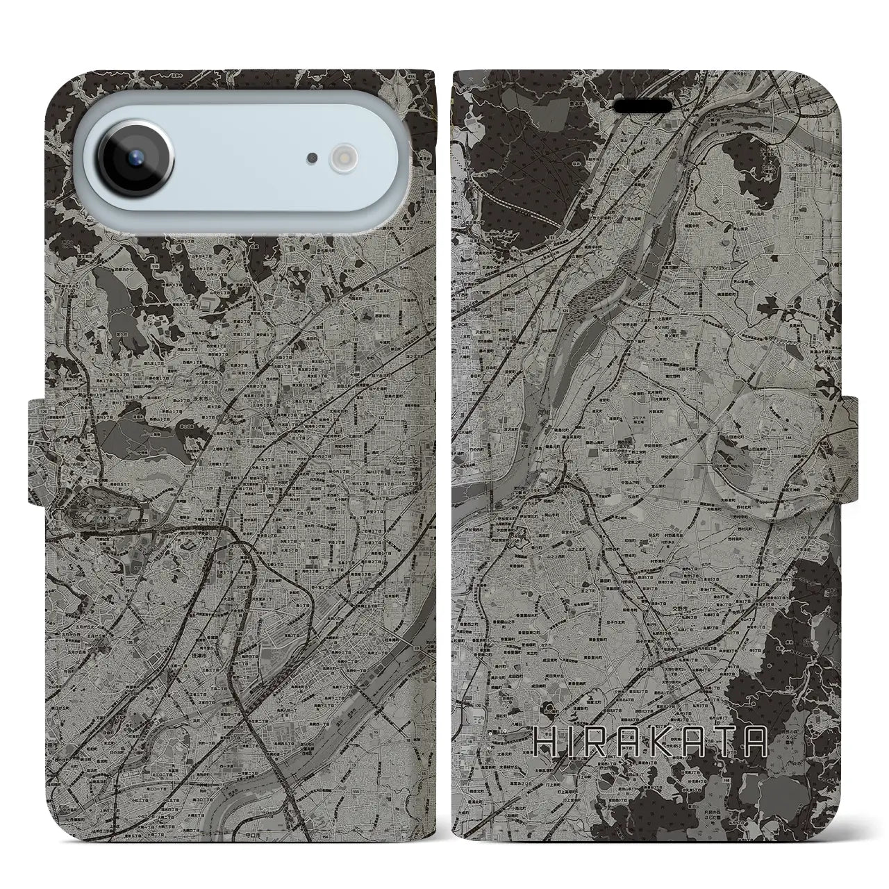 【枚方（大阪府）】地図柄iPhoneケース（手帳タイプ）