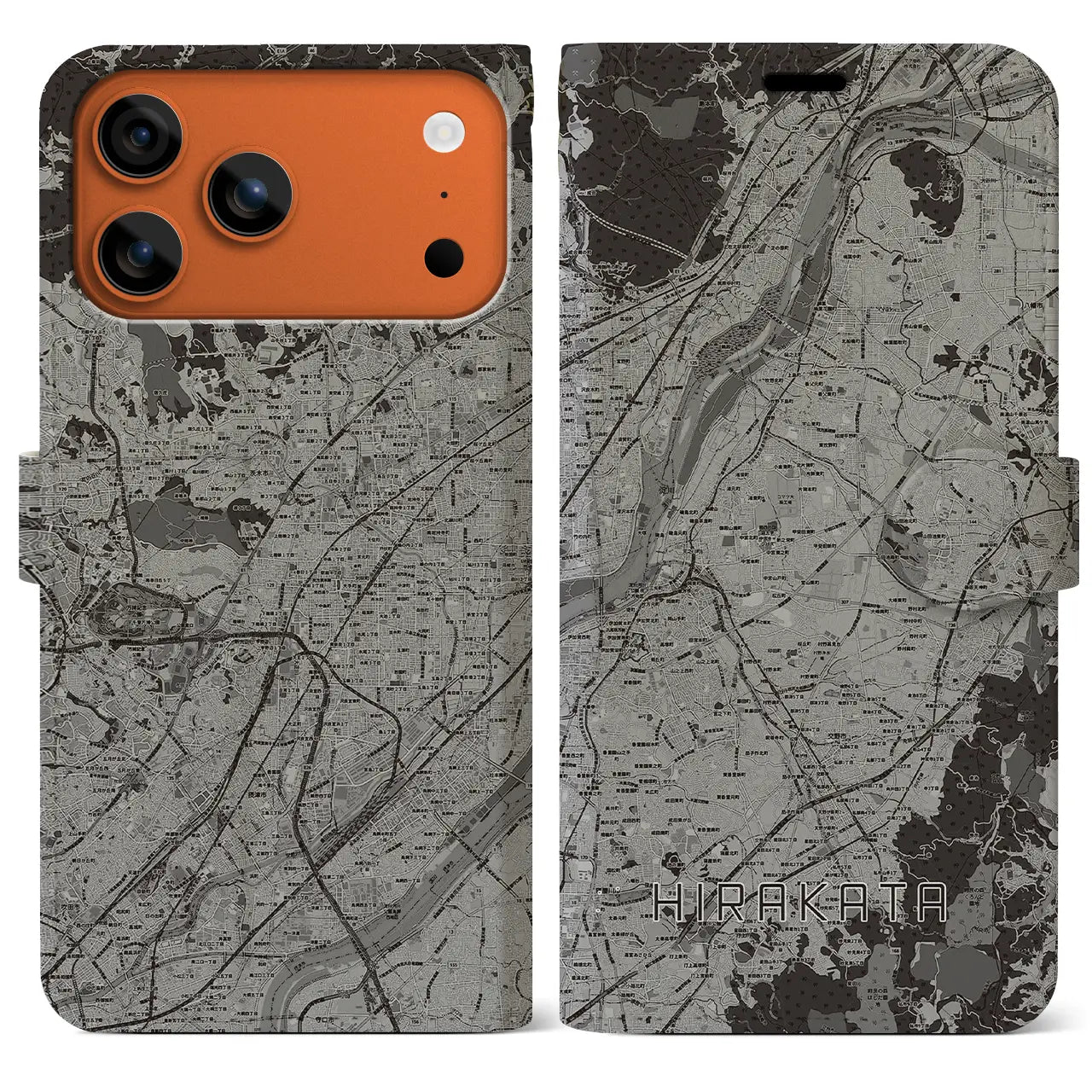 【枚方（大阪府）】地図柄iPhoneケース（手帳タイプ）