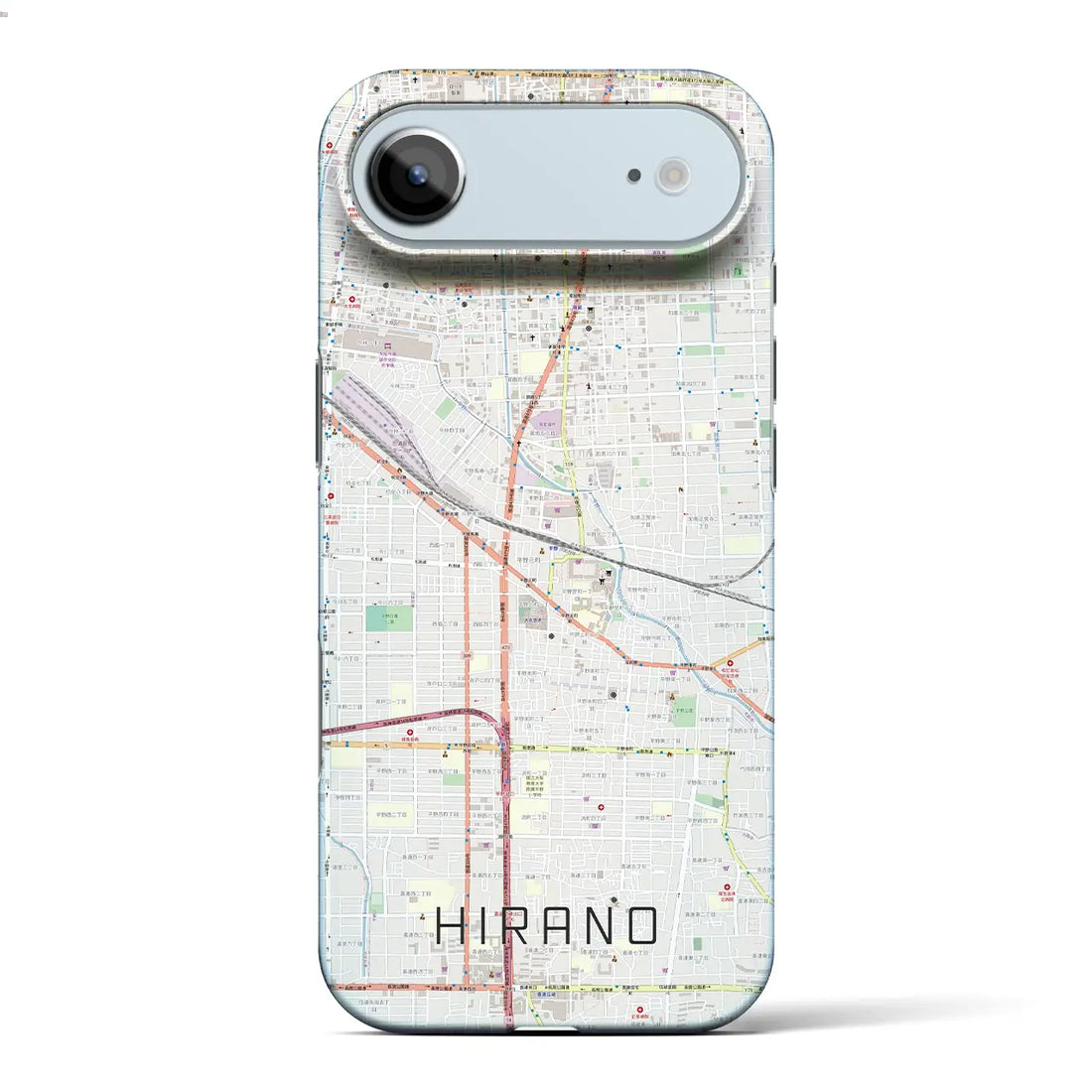【平野(大阪府)】地図柄iPhoneケース(バックカバータイプ)ナチュラル・iPhone 17 Pro Max 用