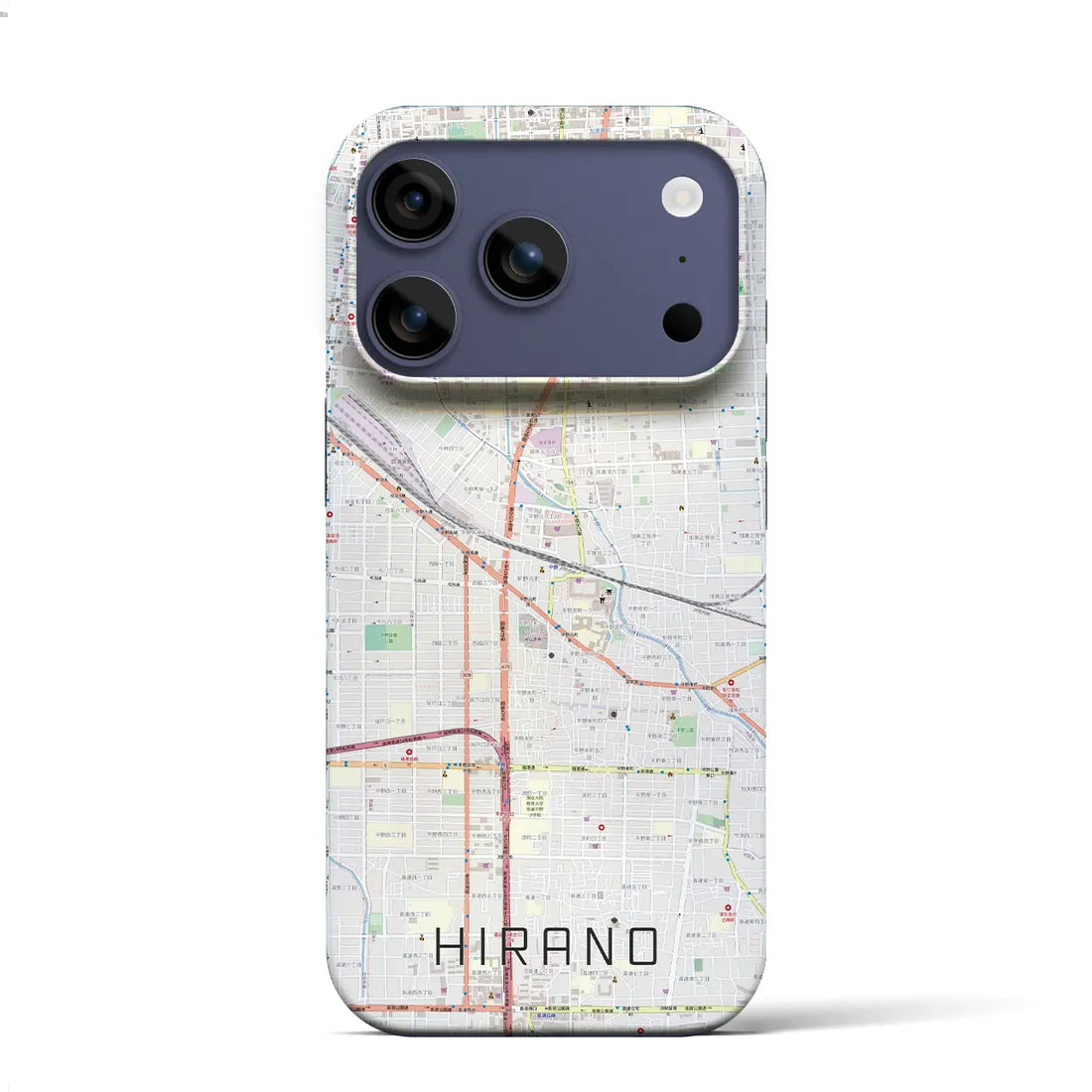 【平野(大阪府)】地図柄iPhoneケース(バックカバータイプ)ナチュラル・iPhone 17 Pro Max 用