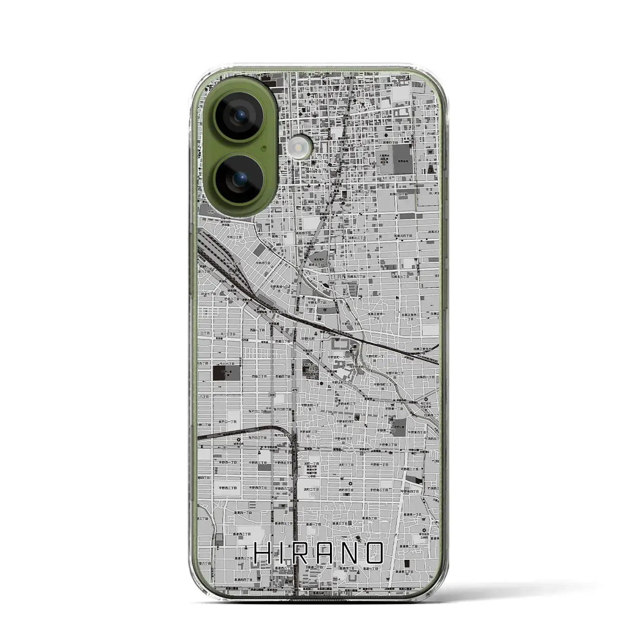 【平野（大阪府）】地図柄iPhoneケース（クリアタイプ）