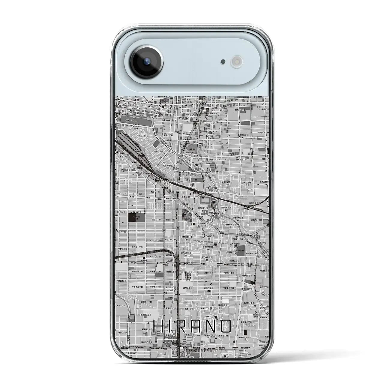 【平野（大阪府）】地図柄iPhoneケース（クリアタイプ）