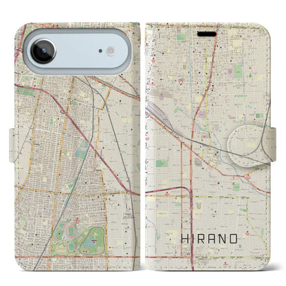 【平野（大阪府）】地図柄iPhoneケース（手帳タイプ）