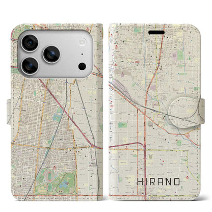 【平野（大阪府）】地図柄iPhoneケース（手帳タイプ）