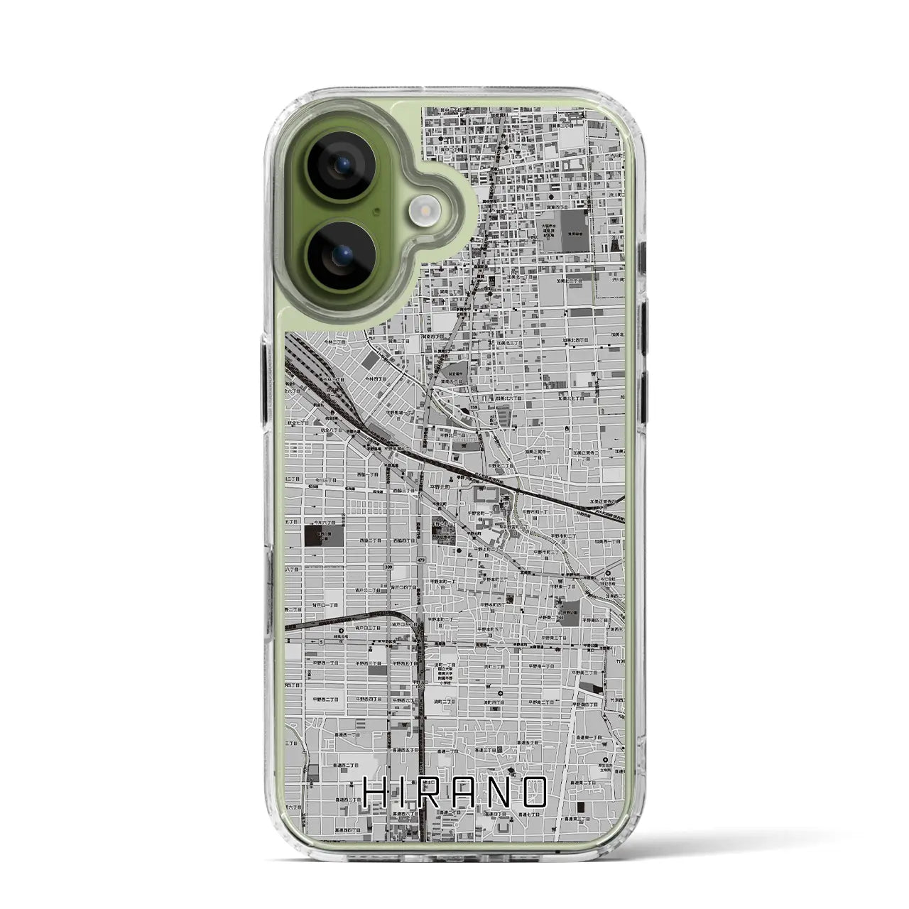 【平野（大阪府）】地図柄iPhoneケース（MagSafeタイプ）