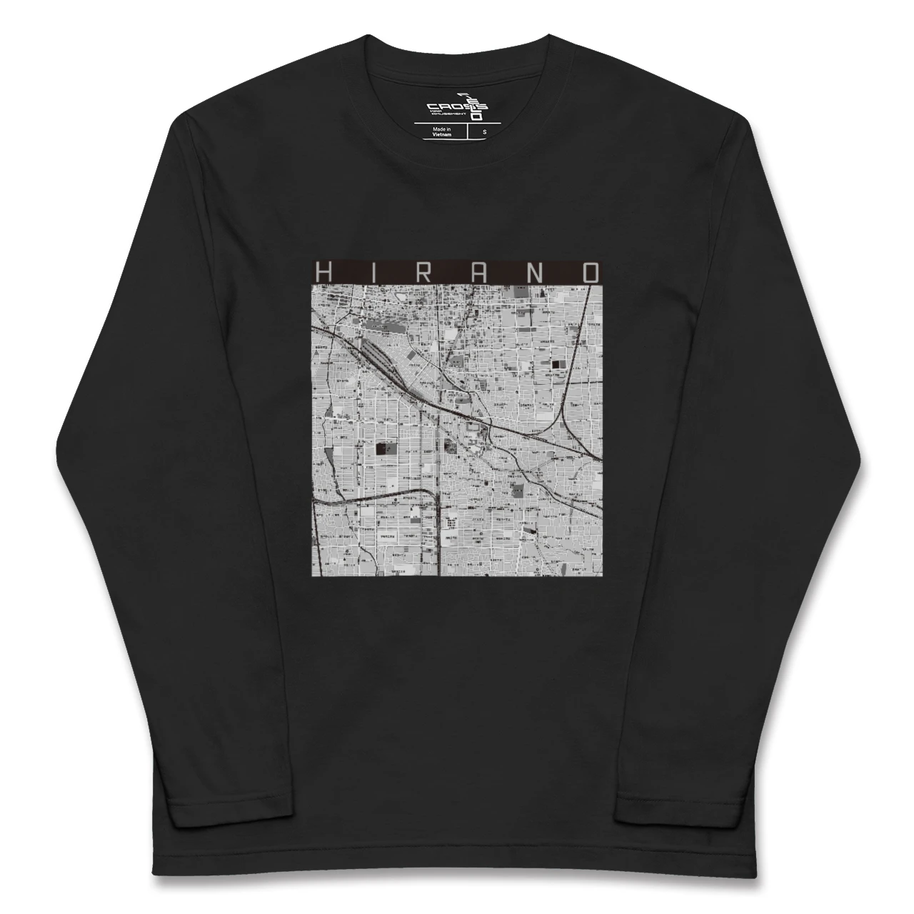 【平野（大阪府）】地図柄ロングスリーブTシャツ