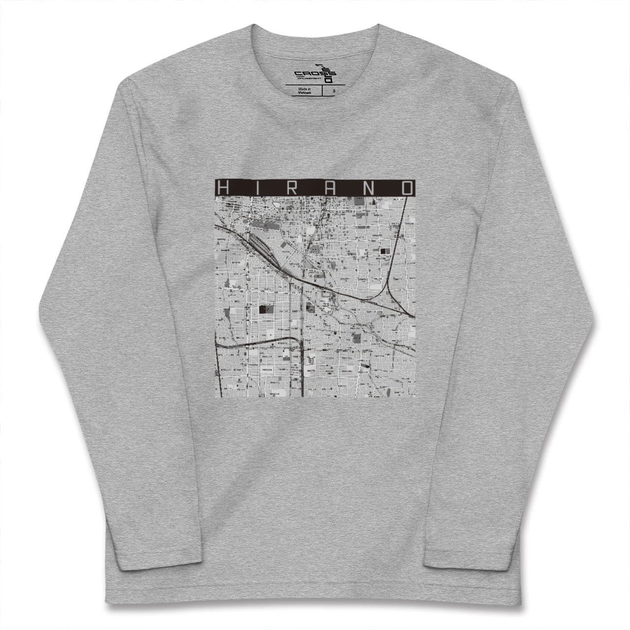 【平野（大阪府）】地図柄ロングスリーブTシャツ