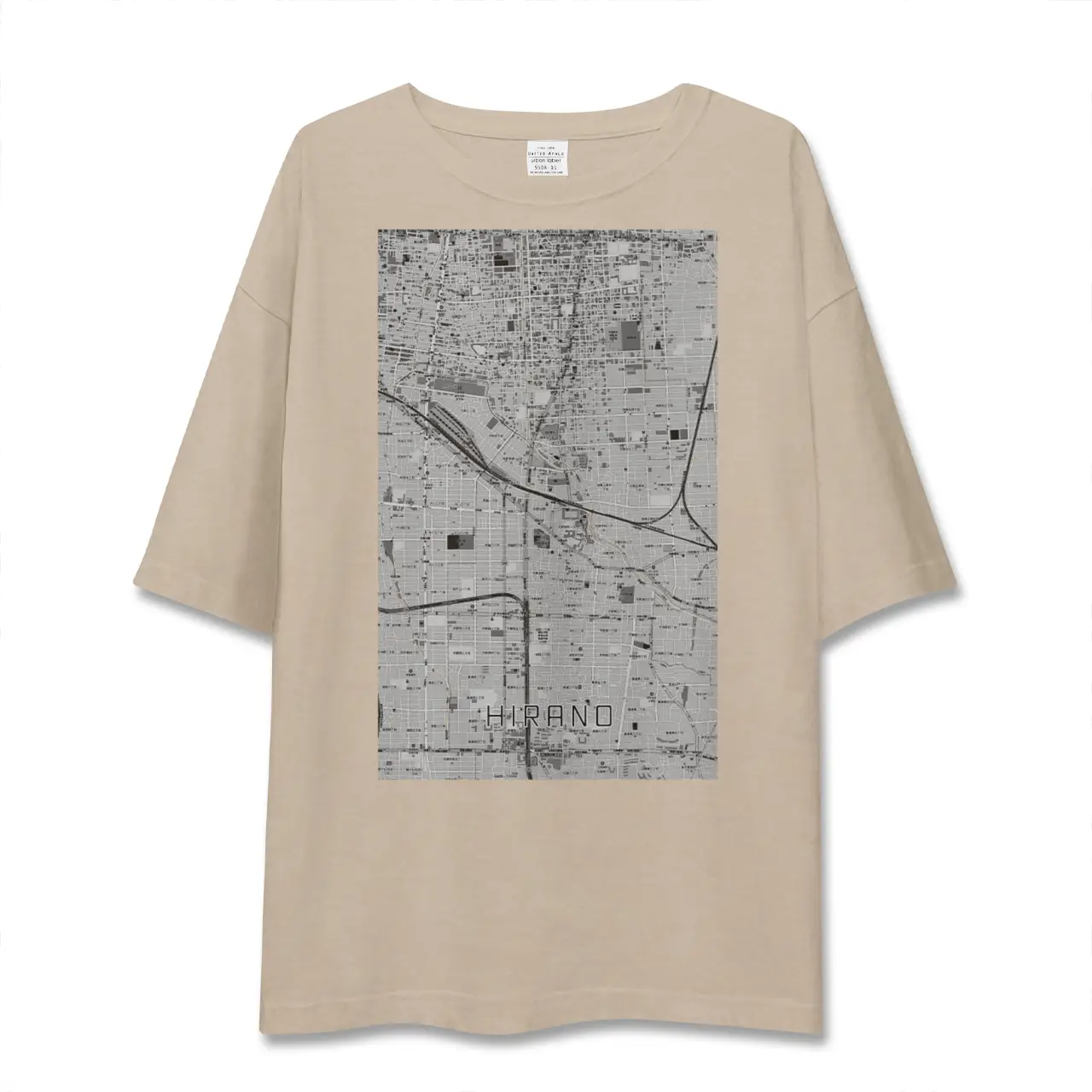 【平野（大阪府）】地図柄ビッグシルエットTシャツ