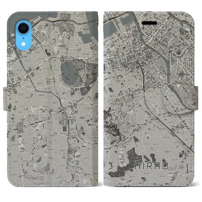 【平尾（福岡県）】地図柄iPhoneケース（手帳タイプ）モノトーン・iPhone XR 用