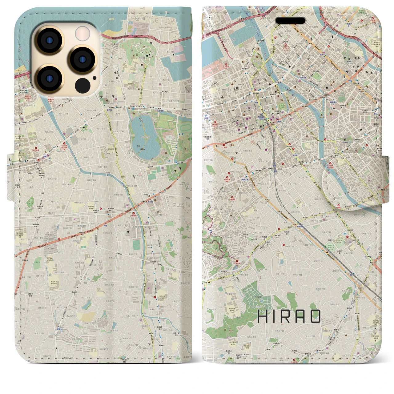 【平尾（福岡県）】地図柄iPhoneケース（手帳タイプ）