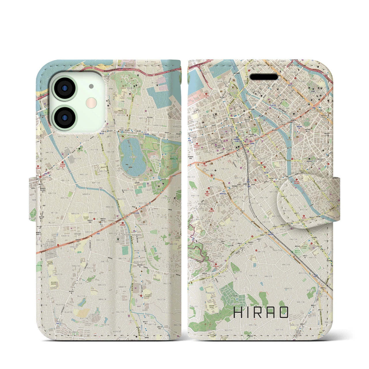 【平尾（福岡県）】地図柄iPhoneケース（手帳タイプ）