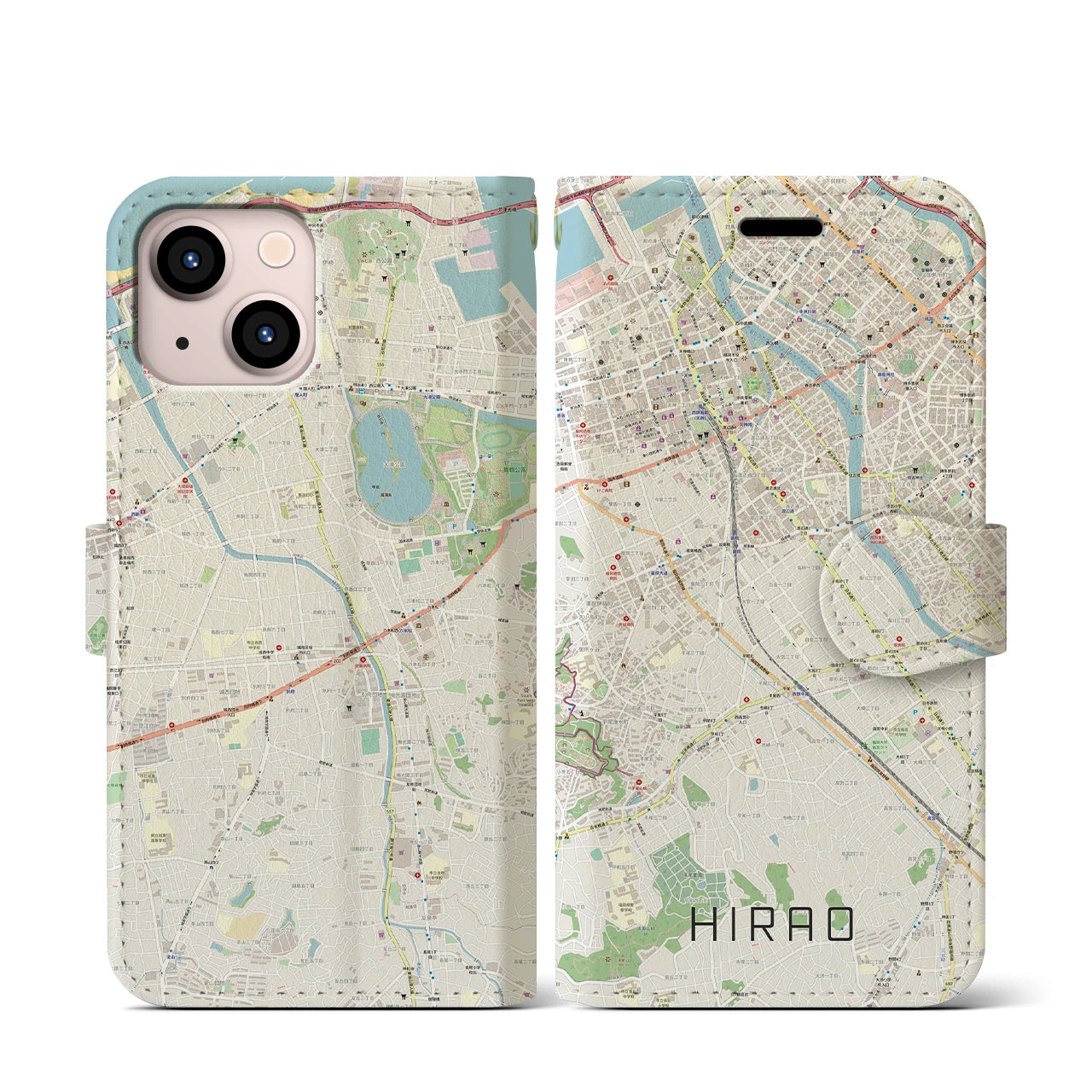 【平尾（福岡県）】地図柄iPhoneケース（手帳タイプ）