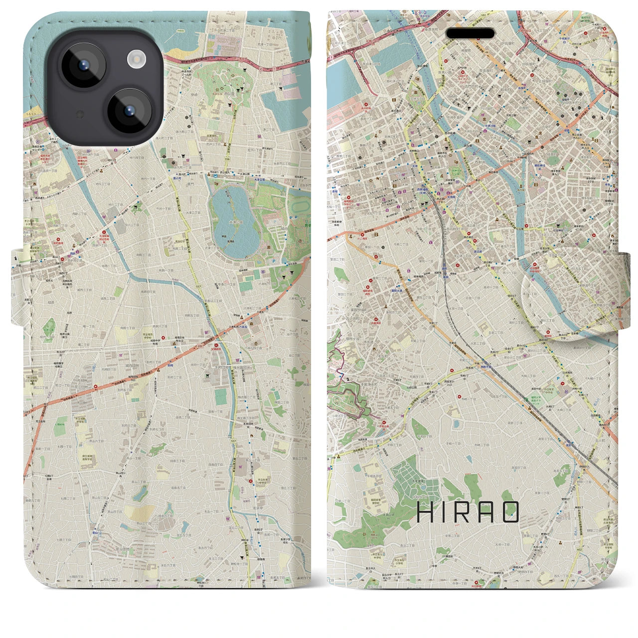 【平尾（福岡県）】地図柄iPhoneケース（手帳タイプ）