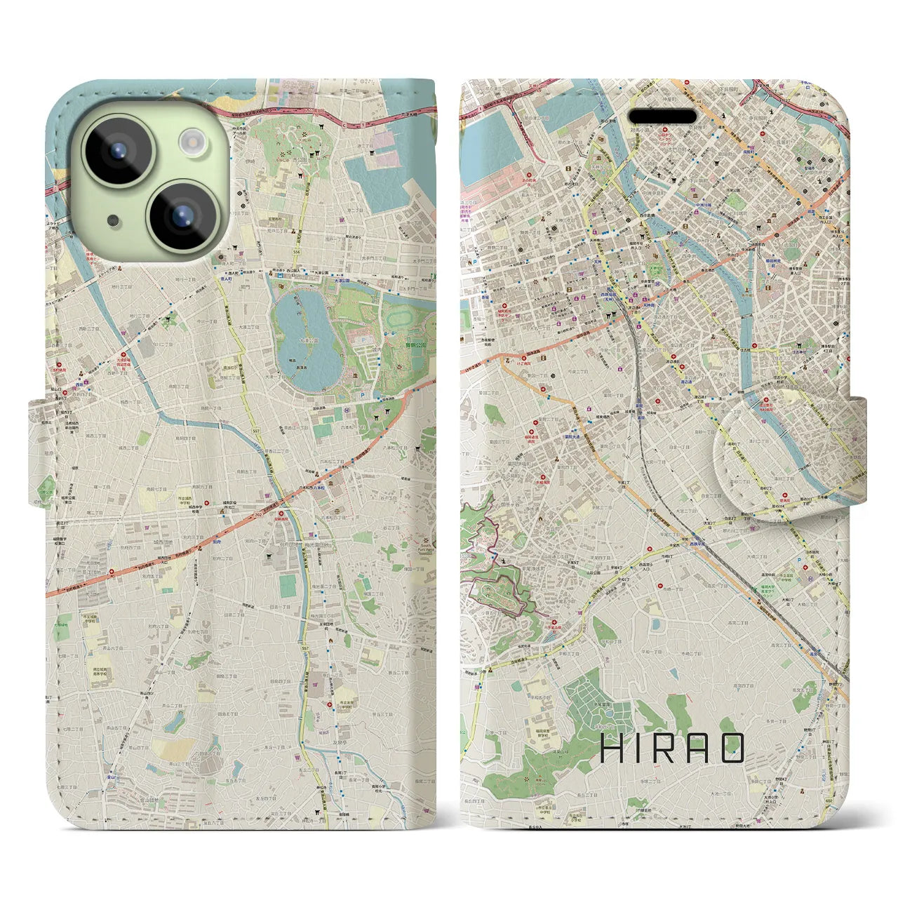 【平尾（福岡県）】地図柄iPhoneケース（手帳タイプ）