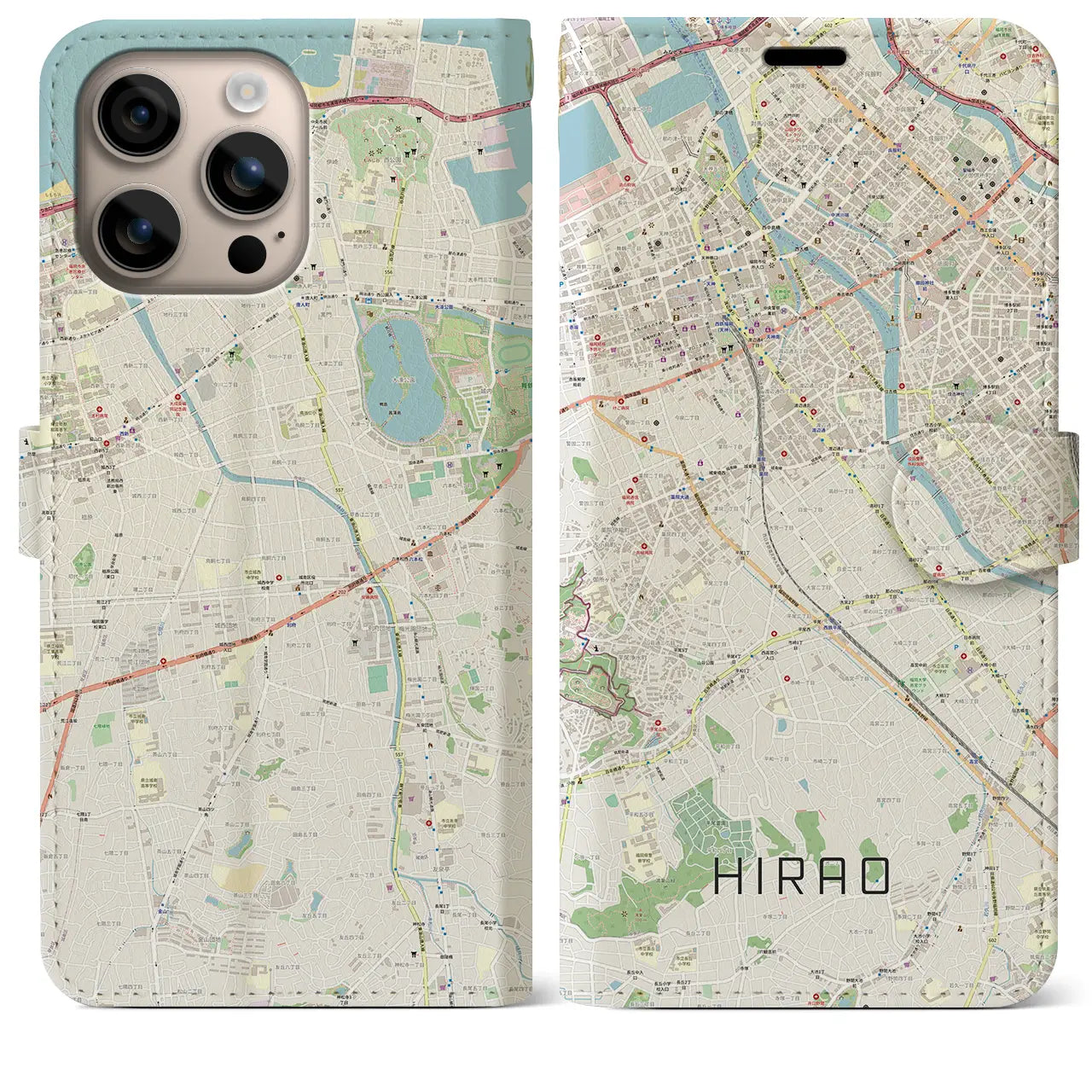 【平尾（福岡県）】地図柄iPhoneケース（手帳タイプ）