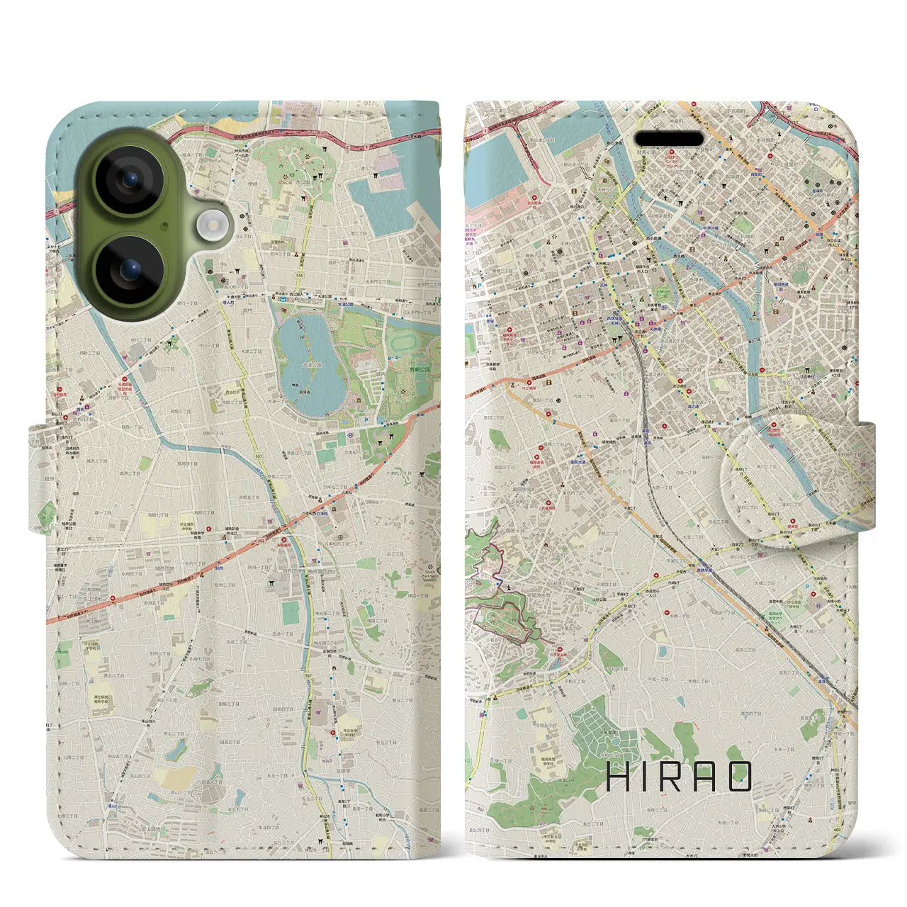 【平尾（福岡県）】地図柄iPhoneケース（手帳タイプ）