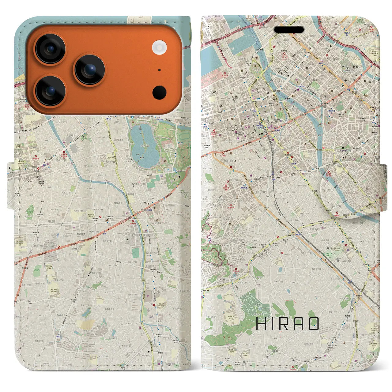 【平尾（福岡県）】地図柄iPhoneケース（手帳タイプ）