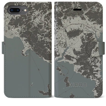 【平生（山口県）】地図柄iPhoneケース（手帳タイプ）モノトーン・iPhone 8Plus /7Plus / 6sPlus / 6Plus 用