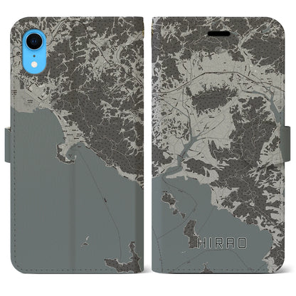 【平生（山口県）】地図柄iPhoneケース（手帳タイプ）モノトーン・iPhone XR 用