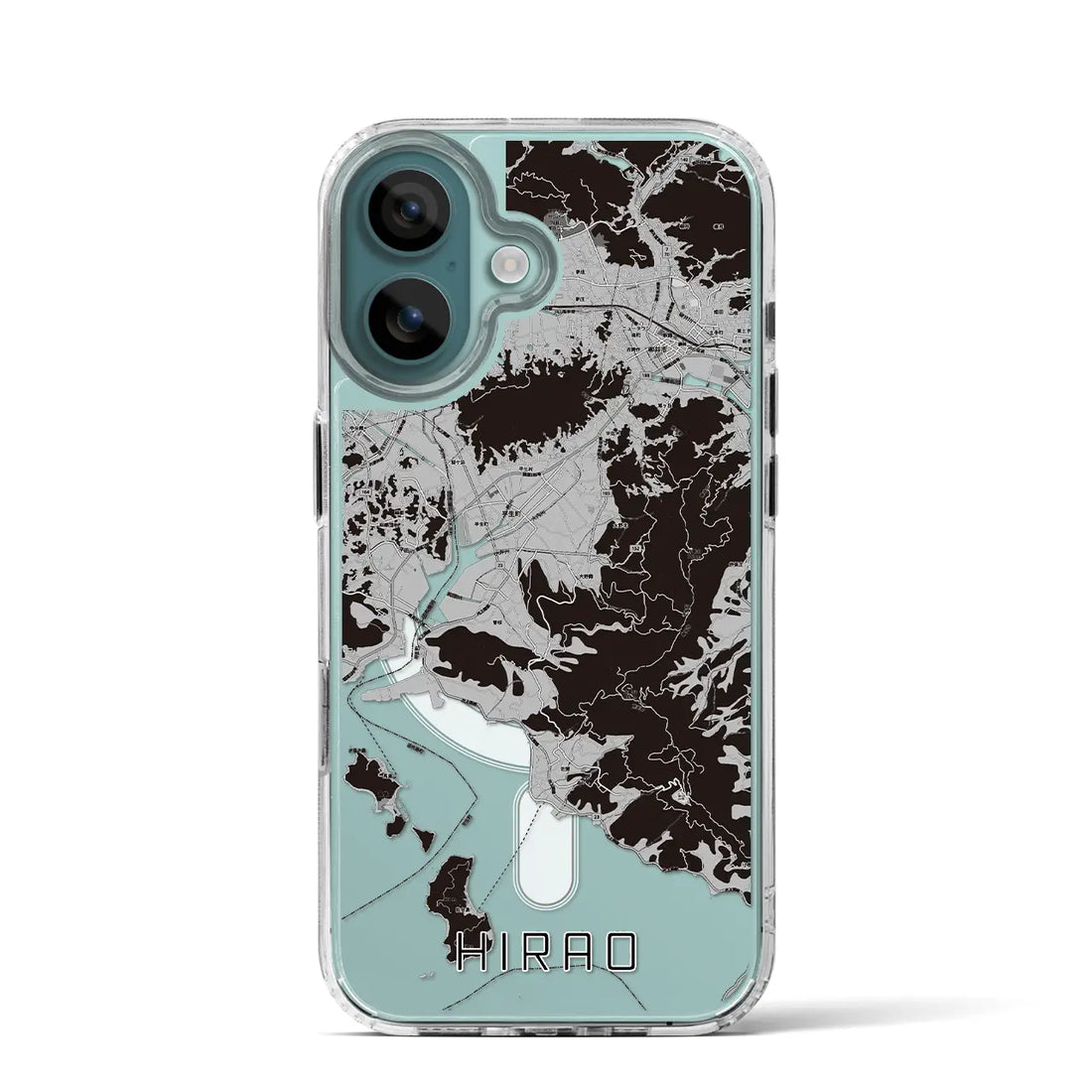 【平生（山口県）】地図柄iPhoneケース（MagSafeタイプ）モノトーン・iPhone 16 Pro 用