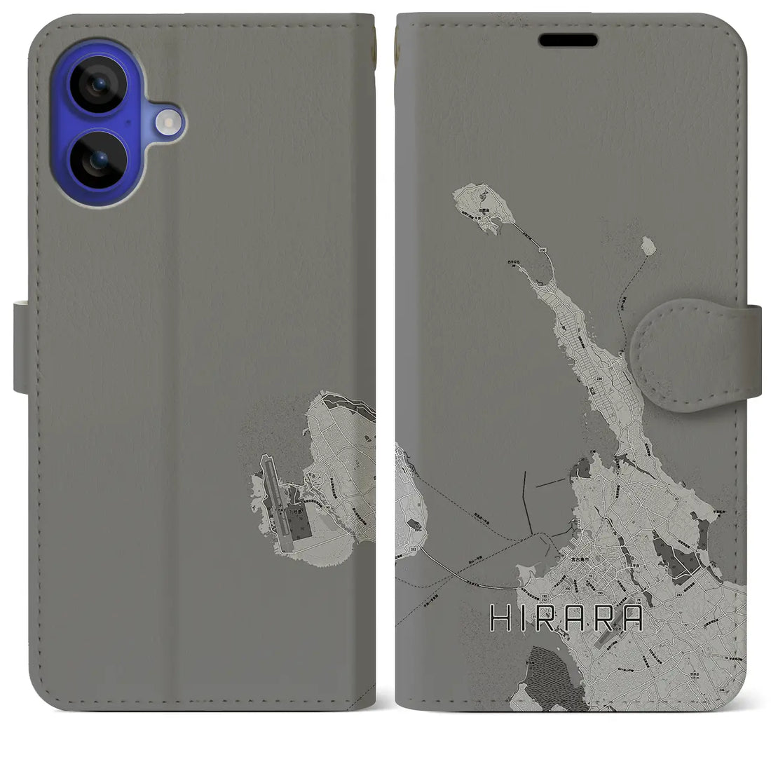 【平良(沖縄県)】地図柄iPhoneケース(手帳タイプ)モノトーン・iPhone 16 Pro Max 用