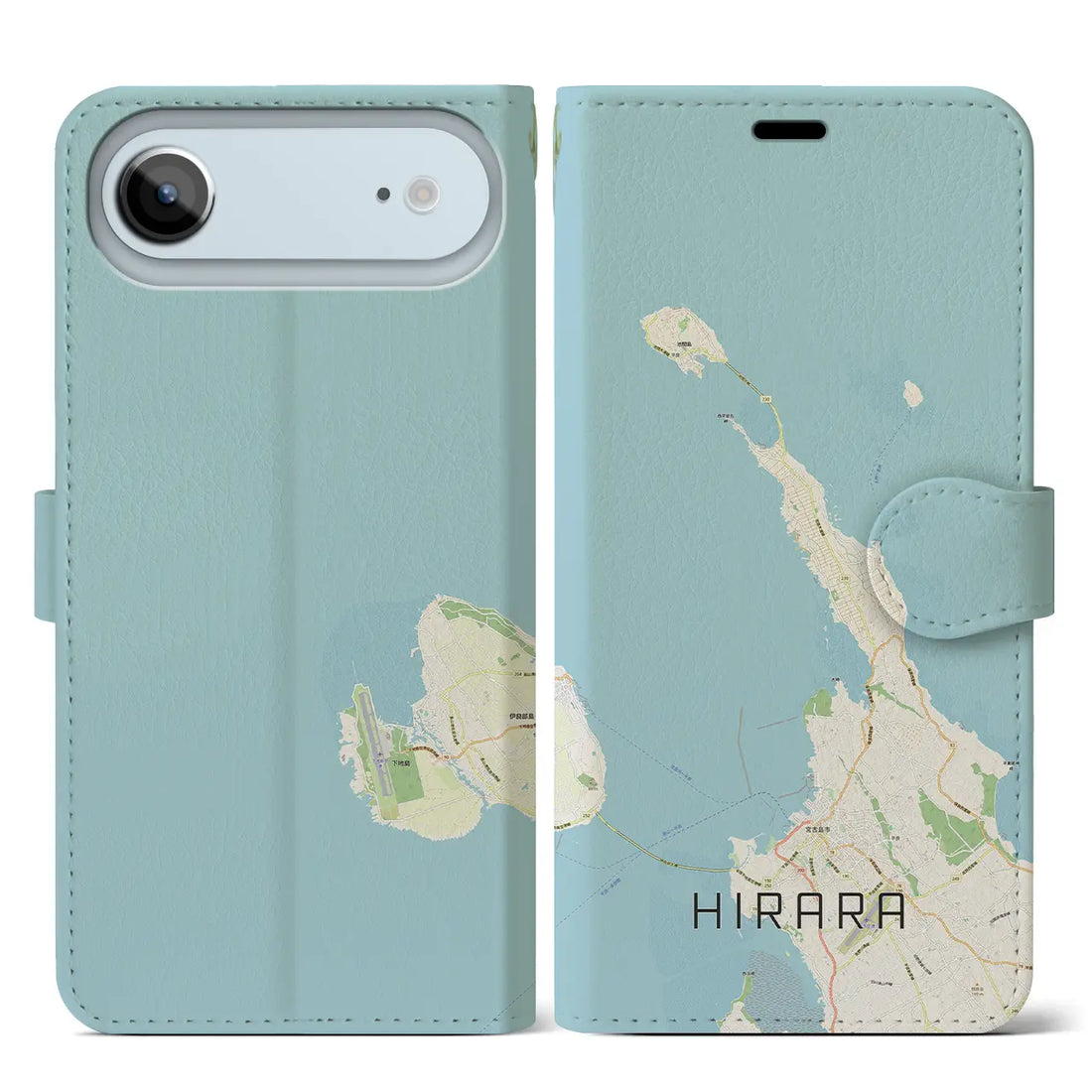 【平良（沖縄県）】地図柄iPhoneケース（手帳タイプ）モノトーン・iPhone 17 Pro Max 用