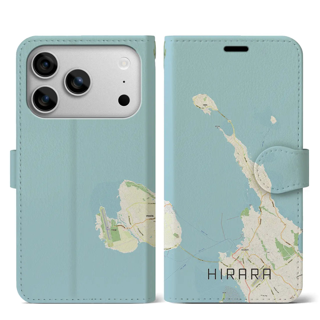 【平良（沖縄県）】地図柄iPhoneケース（手帳タイプ）ナチュラル・iPhone 17 Pro Max 用