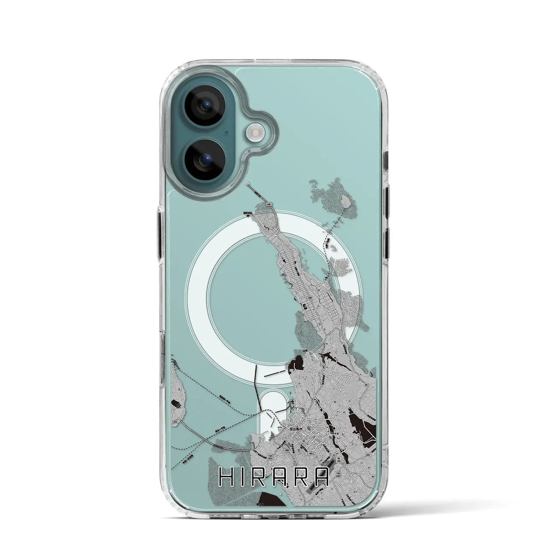 【平良（沖縄県）】地図柄iPhoneケース（MagSafeタイプ）モノトーン・iPhone 16 Pro 用