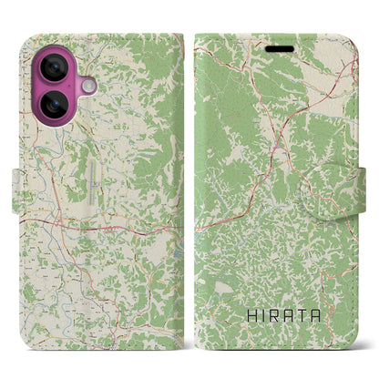 【平田（福島県）】地図柄iPhoneケース（手帳タイプ）ナチュラル・iPhone 16 Pro 用