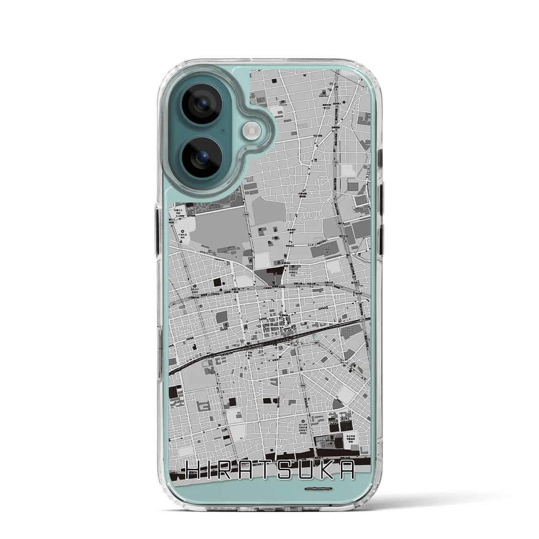 【平塚（神奈川県）】地図柄iPhoneケース（MagSafeタイプ）モノトーン・iPhone 16 Pro 用