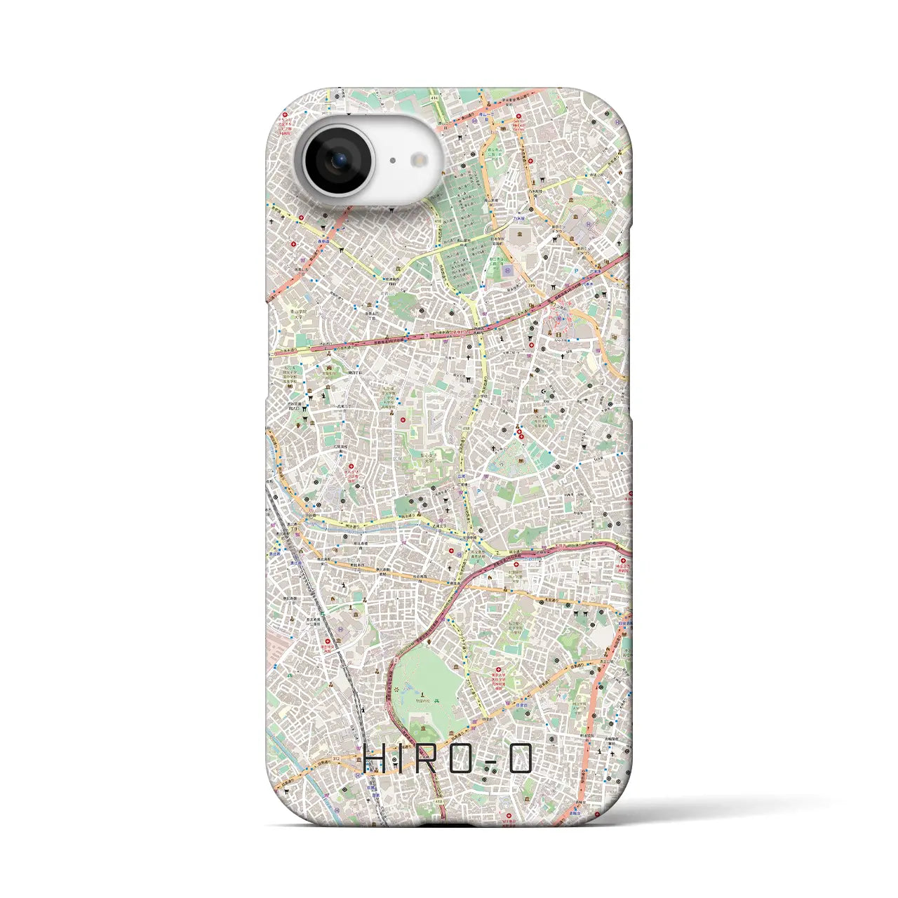 【広尾（東京都）】地図柄iPhoneケース（バックカバータイプ）ナチュラル・iPhone 16e 用